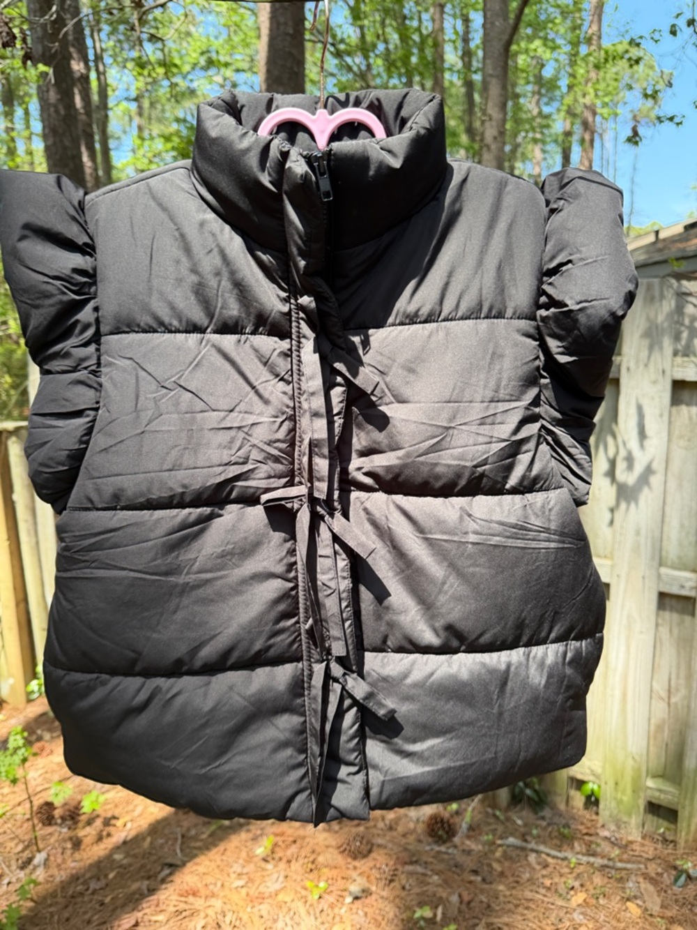 Blu Pepper Black Quilted Puffer Vest with High Collar and little bows